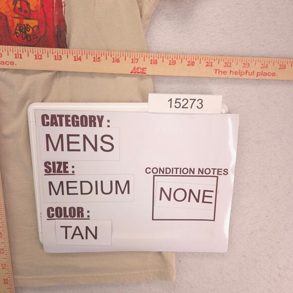 Jean Michel Basquiat Crew Neck Short Sleeve T-Shirt Mens Size Medium M Tan - Picture 8 of 9